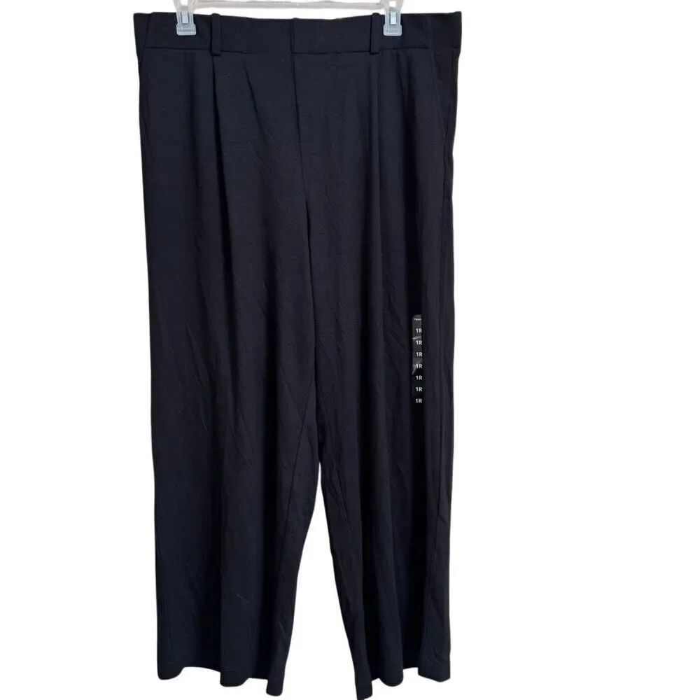 Torrid Black High-Rise Wide Leg Twill Pant Size 1 1X Regular NWT